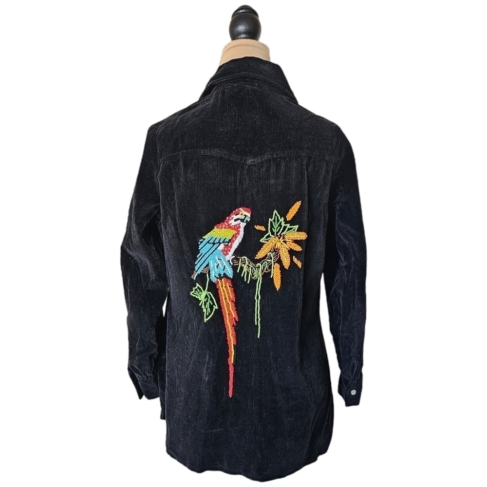Malber International Vintage Beaded Parrot Corduroy Jacket Sz S - M